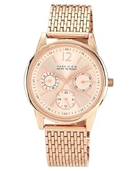 Anne Klein Womens 10/9734RGRG Rosegold-Tone Multi-Function Mesh Bracelet Watch
