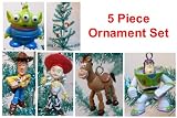 Toy Story 5 Piece Holiday Christmas Tree Ornament Set Featuring Woody, Jessie, Buzz Lightyear, Bullseye, and Alien 2" to 4" Ornaments