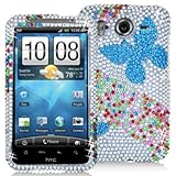 HTC INSPIRE/DESIRE HD BRAND PREMIUM FULL DIAMOND PROTECTOR CASE - BLUE BUTT ....