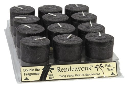 Candle, Nature Scented Votives Blended With Essential Oils, Rendezvous (Black