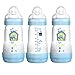 MAM Easy Start Anti-Colic Bottle 9 oz (3-Count), Baby Essentials, Medium Flow Bottles with Silicone Nipple, Baby Bottles for Baby Boy, Blue