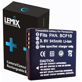 Lemix [BCF10E] Batterie au lithium � haute capacit� DMW-BCF10E / DMWBCF10E / BCF10E (945mAh) pour appareils photo num�riques Panasonic Lumix DMC FH1 FH20A FH20K FH20R FH20S FH22 FH3 FP8 FS4 FS6 FS7 FS10 FS11 FS12 FS15 FS25 FS30 FS33 FS42 FS62 FS480 FS550 FS580 FT1 FT2 FT3 FX40 FX48 FX60 FX65 FX500 FX550 FX580 FX66 FX700K FX700S FX75K FX75S PS1 TS1 (Version 4, ID Secured) TS2A TS2D TS2S TS2Y TS3] Batterie compatible, non fabriqu�e par Panasonic/Lumix. {0919}