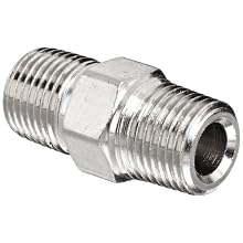 Polyconn PC122NB-2 Nickel Plated Brass Pipe Fitting, Hex Nipple, 1/8" NPT Male (Pack of 10)