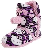 IMAGE OF Hello Kitty Juniors Superplush Bootie with Pom Pom and Sherpa Zebra, Purple, Medium