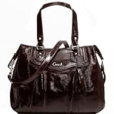 New Authentic COACH Mahogany Brown Patent Leather Ashley Shoulder Bag 20451 w/COACH Receipt