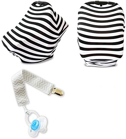 Ibby Baby Multipurpose Stretchy Carseat Canopy Cover, Black and White