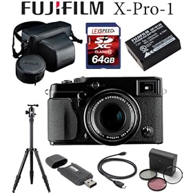 Fujifilm X-Pro 1 16MP Digital Camera with APS-C X-Trans CMOS Sensor + FUJINON LENS XF35mmF1.4 R + Fujifilm NP-W126 Li-Ion Battery Pack + FUJI Leather Case LC-XPro1 + SIRUI T-005 5-Section Aluminum Tripod + 64GB Card + SD Card Reader + Cleaning kit