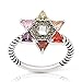 JanKuo Jewelry Rhodium Plated Multicolor Cubic Zirconia Jewish Star of David Twisted Rope Ring