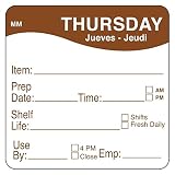 DayMark IT1122124 MoveMark Day of The Week Removable Label, Thursday, 2" x 2", Brown (Roll of 500)