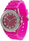 Geneva Platinum Womens 6886.HotPink Pink Rubber Quartz Watch with Pink Dial