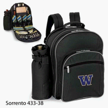 Washington Huskies Insulated Picnic Backpack with Wine Duffel and Deluxe Service for 4