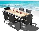 7 pc Outdoor Wicker Dining Table Set