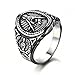 OAKKY Men's Stainless Steel Vintage Masonic Freemason Ring Biker Symbol Member Band Silver Black Size 11