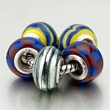 Pugster 5 Brown Red Dots Pandora Beads Bracelets