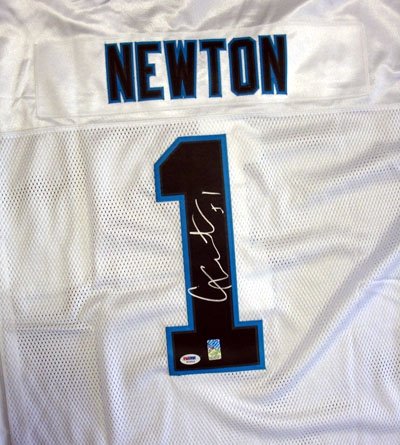 Cam Newton Autographed/Hand Signed Carolina Panthers White Authentic Reebok Jersey PSA/DNA RookieGra