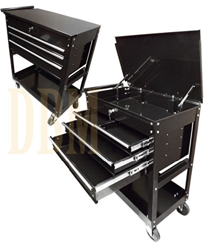 Mechanics Deluxe Mobile Service Cart Tool Rack Garage Storage 4 Drawers 2 Keys