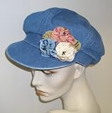 Denim Newsboy Cap with Flower