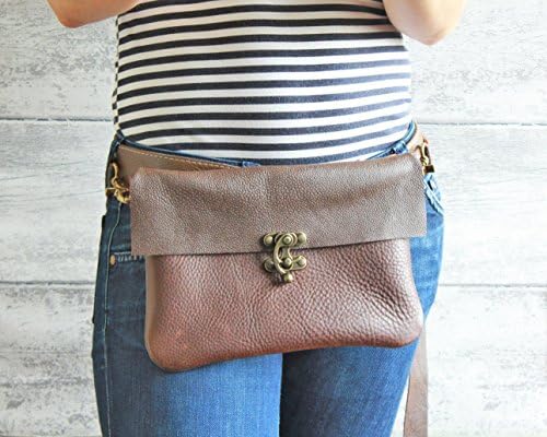 Leather festival fanny pack - Leather handbag - Hip Bag italian vegetable tanned leather Chocolate and Chestnut - Handmade by Valentina Picchi