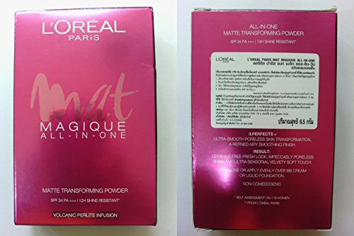 L'Oreal Mat Magique all-in-one Powder Foundation SPF 34+++ Size 6.5g Color: R1 Rose Ivory(net :Pack of 1)