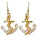1 X 1 1/8" Austrian Crystal Anchor Earrings In Crystal with Gold Finish