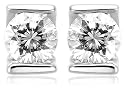 14k White Gold Bar Set Diamond Stud Earrings (.20 cttw, J Color, I2 Clarity) (1/5 cttw)