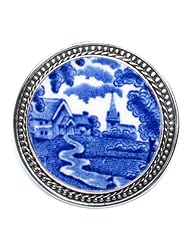 Broken China Jewelry - Enoch Woods by Wood and Sons - Sterling Silver Pin Brooch