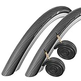 2x Schwalbe Lugano 700c x 28 Road Racing Bike Tyres & Presta Tubes - Black