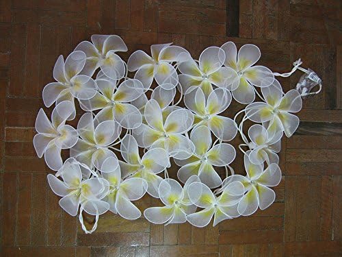 White and Yellow Frangipani Artificial Flowers Party String Lights (20/set) - Certificate Approval Plug