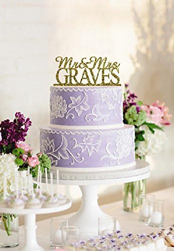 Woaijia0 Personalized Mr &amp; Mrs Last Name Bling Wedding Cake Topper Keepsake