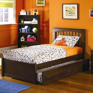 Brooklyn Platform Bed with Flat Panel Footboard and Trundle in Antique Walnut Size: Full