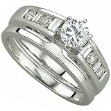 14K White Gold Amiable Diamond Wedding Ring Set (Center stone is not included)