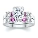 4.51 ct Cushion Diamond W Round Pink Sapphire Ring Set