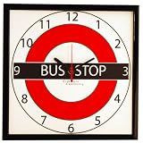 Novelty Bus Stop Clock - Black Frame