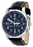 Adee Kaye #AK201-M Men's Aeromaster Leather Strap Oversized Chronograph Watch
