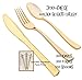 Gold Plastic Cutlery 300-PIECE Combo Pack, GOLDEN SECRETS, Includes 100 Forks, 100 Knives, 100 Spoons w/Signature Party Picks