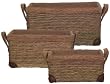 Country Cotton Lined Rush Rectangle Baskets w/ Tweed Edge Set/3 Lg=19"x14"x10"