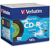 Verbatim 700 MB 52x 80 Minute Digital Vinyl Recordable Disc CD-R, 10-Disc Jewel Case 94439