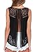 KOINECO Hollow Out Lace Crochet Black Tank Tops for Women
