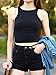 Persun Women's Black Basic Elastic Sleeveless Plain Crop Top
