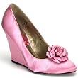 Bordello Women's CAMILLE-01, 4" Wedge Pump W/ Detachable Rose Clip