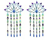 Set of 2 Colorful Peacock Jewel and Sequin Christmas Drop Ornaments