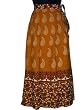 Designer Wraparound Skirt-Bronze Paisley Print Soft Cotton Long Skirt 40 Inch