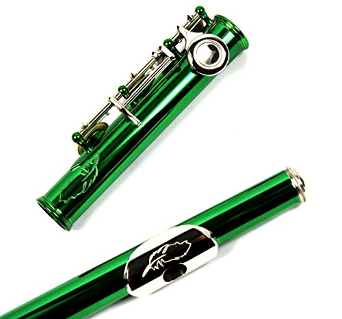 Engraved Design Italian Pads 16 Keys Close Hole C Flute Green Color