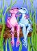 Love Frogs Pink and Blue Original Art Painting LIMITED Print ACEO 2.5 x 3.5 Card SIGNED by TRACEY