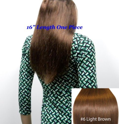 Halo Hair Extensions - 16 Inch #6 Light Brown - One Piece Halo Flip in - 100% Remy Human Hair