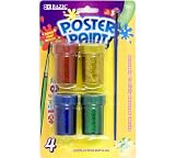 BAZIC Glitter Poster Paint with a Brush, 4 Washable, 18 mm, Assorted (3421-24P)