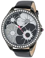 Betsey Johnson Womens BJ00248-02 Analog Floral Pave Dial Watch
