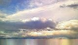 0010911 Canvas Art for Home Decor - REGISTERED ARTWORK Clouds Over The San Francisco Bay by Lena Kashigin, Artist Hand Finished and Signed, 20x32 Stretched Gallery Wrap  Ready to Hang, National Fine Arts Registry Title.