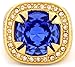 Gold Tone Synthetic Blue CZ Stone Mens Rick Ross Hip Hop Style Ring