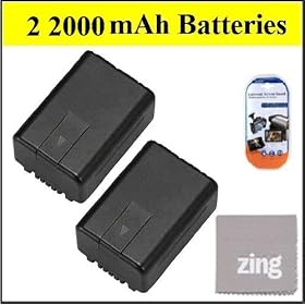 Panasonic HC-V10 HC-V100 HC-V100M HC-V500 HC-V500M HC-V700 HC-V700M Camcorder Battery - Qty 2 VW-VBK180 Batteries + LCD Screen Protectors + Micro Fiber Cleaning Cloth
